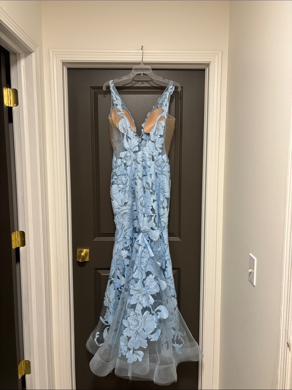 Jovani light blue lace mesh dress 10 - Picture 11 of 13